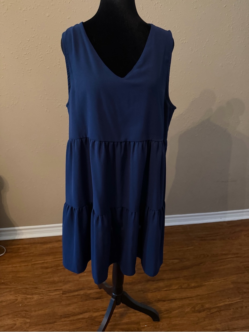 Boutique Sleeveless V-Neck Tiered Dress - Blue